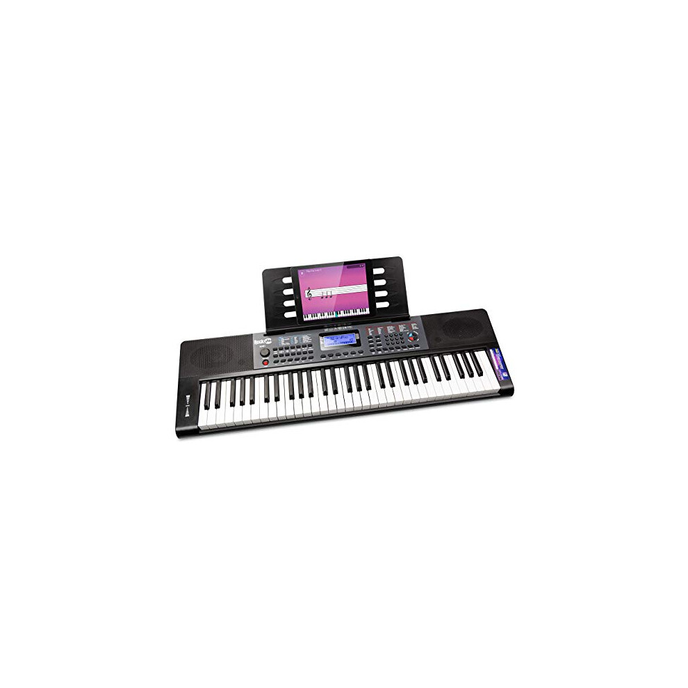 Rockjam 61 Key Keyboard Piano With Pitch Bend, Power Supply, Sheet Music Stand, Piano Note Stickers & Simply Piano Lessons 73259657