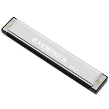OFFCUP Vibraphone, 24 Holes Double Row Blues harp Diatonic Harmonica, Brass Core Harmonica Key of C Mouth Organ 20 Tunes Perfect Music Gift for Begin