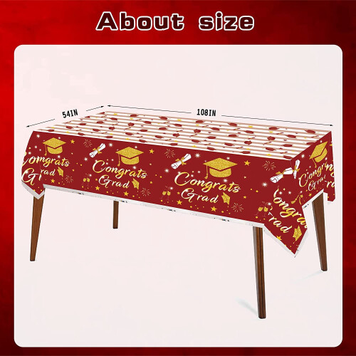 Graduation Table Cover Red Gold 54" x 108" 3 Pack 1