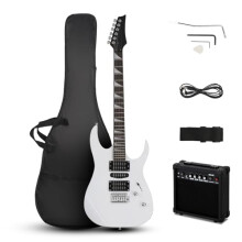 39" Full Size Electric Guitar Starter Kit with 20W Amplifier, Guitar Bag, Cable, Strap, Pick, Tremolo Bar, HSH Pickups Electric Guitars, Perfect Begi