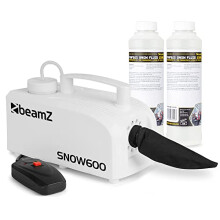 beamz Snow600 Snow Machine with 10L Concentrated Fluid - Powerful Fake Snow Machine for Indoor and Outdoor Use - Ideal for Parties, Events, and Winte