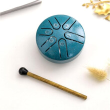 Mini Steel Tongue Drum 3 Inch Sound Healing Kit, Handpan 6 Note Worry-Free Drum, Green