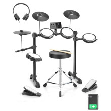 LALAHO Electric Drum Kit, Electronic Drum Kit with USB MIDI, Type-C Charging, Built-in Metronome, Record & Headphone Mode, Sticks, Stool, 150 Sounds,