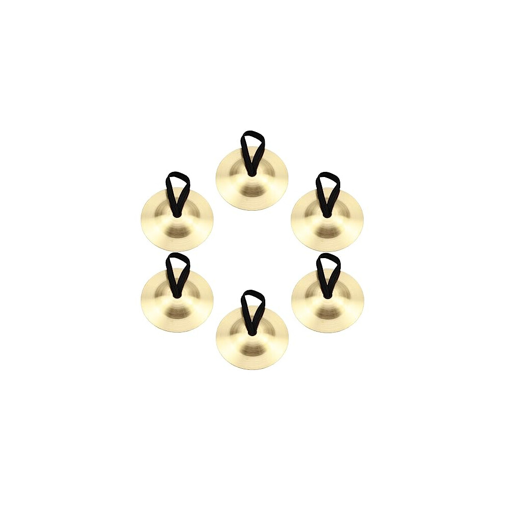 Sofecto Gold 6 Pieces Finger Cymbals, Finger Zills For Belly Dance, Brass Hand Cymbals, Finger Dancing Musical Instrument For Dancer Party (Brass, )