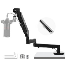 NEEWER Low Profile Mic Arm Desk Mount, 360 Swivel Boom Arm with Pneumatic Damping Adjustable, Cable Management, Compatible with Shure MV7 SM7B Blue