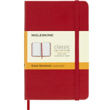 Moleskine Classic Notebook, Notebook With Ruled Pages, Hard Cover and Elastic Closure, Scarlet Red, Pocket, 9 x 14 cm, 192 Pages