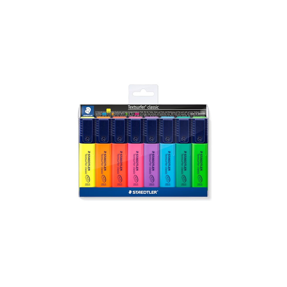 Staedtler 364 Wp8 Textsurfer Classic Highlighter Pen - Assorted Colours (Wallet Of 8)