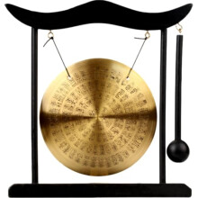 Feng Shui Brass Gong Fengshui Mini Table Top Gong Chinese Table Gong Musical Instruments Chinese desktop gong Oriental Chinese Mysterious Decor Gifts