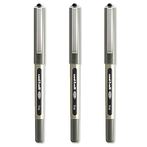 Uni-Ball Set of 3 Rollerball Pens – Plain Ball – Black
