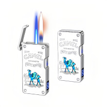 Voice Activated Dual Flame Refillable Torch Lighter with LED Display and TypeC Fast Charging (Platinum)