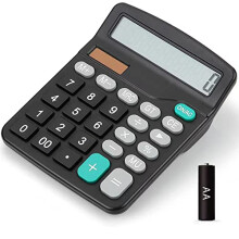 Bimormat Desktop Calculators Solar & Battery Power 12 Digit Large LCD Display with Included AA Battery Power for Business Office School Home(classic