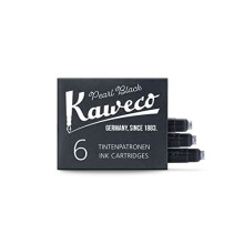 Kaweco Fountain Pen Ink Cartridges Pearl Black Pack of 6 | Premium Ink with Short Standard Cartridges in Black | Vegan Cruelty Free Water Soluble Cal