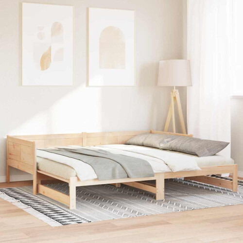 vidaXL Pull-out Day Bed Brown 203.5 x 184 x 56.5 cm Solid Pine Wood 2