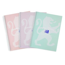 Oxford Campus Pastel A4 Notebooks, 140 Page Wirebound Pads with Premium Optik Paper+, Easy Tear Perforation, 8 mm Lined with Margin, Pack of 3 Notepa