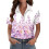 Women's Button-Down Shirts, Short Sleeve, V-Neck,-Pink S 5