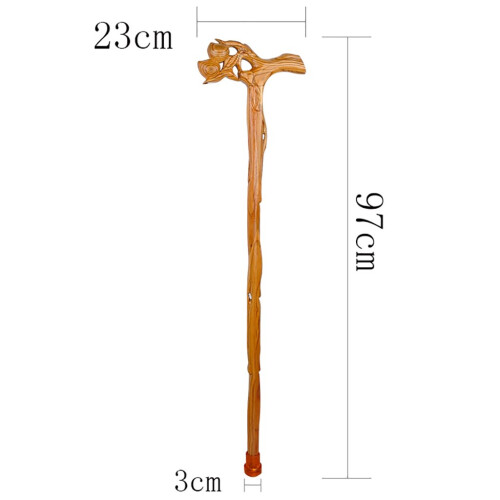 Handcrafted Solid Wood Walking Cane with Ergonomic Peach Handle, Adjustable 97cm Mahogany Walking Stick 1