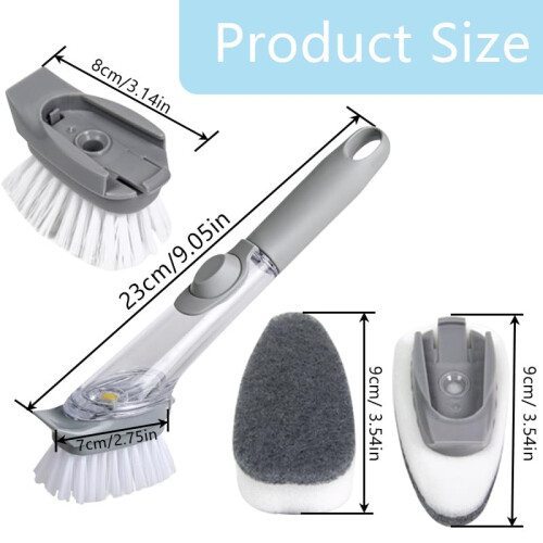 Soap Dispensing Dish Brush Set with LeakResistant Handle and Replaceable Sponge Heads for Kitchen Cleaning 1
