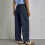 Womens Hollow Out Pants Drawstring Elastic Waist-light blue S 7