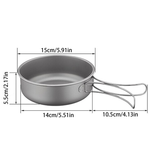 Titanium Camping Pan Lightweight Cookware with Foldable Handle Nonstick Surface for Hiking Backpacking 1