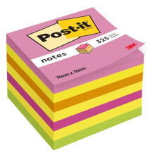 Post-it Sticky Notes Cube Neon Rainbow Collection, Pack of 1 Pad, of 325 Sheets, 76 mm x 76 mm, Pink, Yellow, Orange, Green Colors - Self-Stick Notes