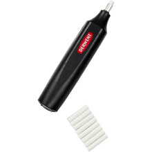 Derwent Battery-operated eraser pen, includes 8 spare erasers, suitable for graphite, colored and pastel pencils, professional quality, 2301931, blac