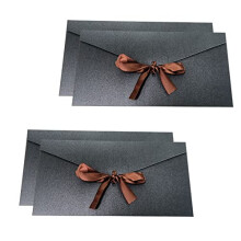 4 Pack Black Kraft Paper Envelopes with Ribbons, Invitation Envelopes for Festival and Party