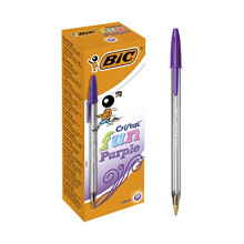 BIC Cristal 1.6mm Purple Pens - Fun Wide Point Ballpoint Pens - Pack of 20 Biros