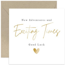 Old English Co. Modern Congratulations New Job Card - Moving Leaving Farewell Card for Him Her - 'Exciting Times New Adventures' Good Luck Card for M