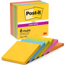 Post-it Super Sticky Notes, Stick Longer Without Falling, 76 mm x 76 mm, 6 Pads, 540 Sheets, Yellow, Blue, Green, Pink, Orange Colors - Self-Sticking