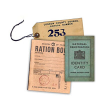 WW2 Replica Ration Book, Evacuee Tag and Identity Card by Memorabilia Pack Company