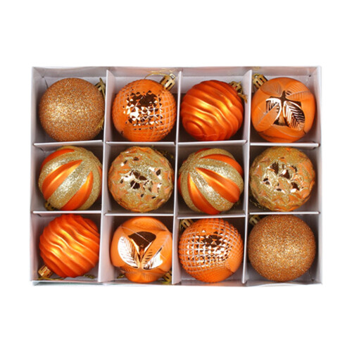 Christmas Ornament Ball - Plastic, Orange, 6 cm 1
