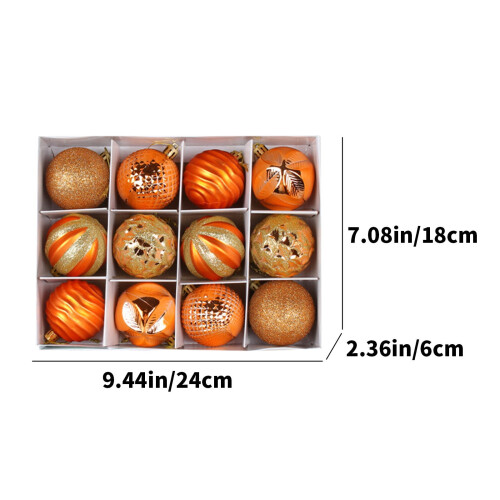 Christmas Ornament Ball - Plastic, Orange, 6 cm 2