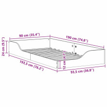vidaXL Bed Frame White 90 x 190 cm Solid Pine Wood