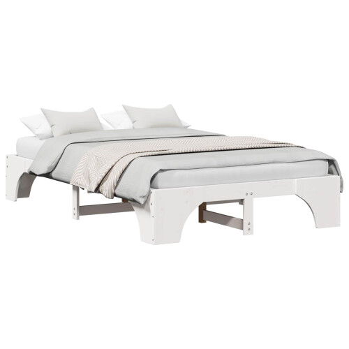 vidaXL Bed Frame White 135 x 190 cm Solid Pine Wood 1