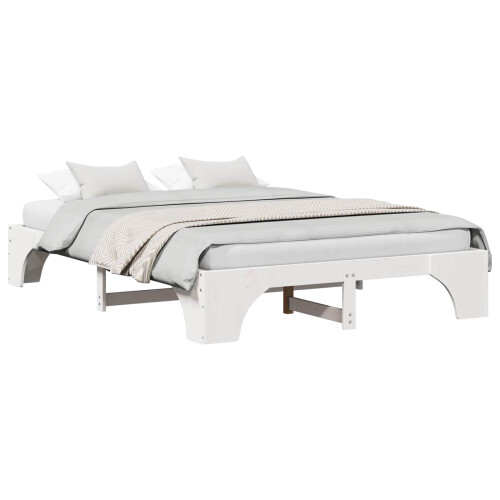 vidaXL Bed Frame White 150 x 200 cm Solid Pine Wood 1