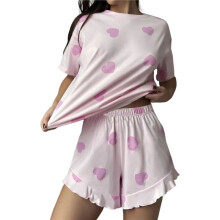 Ensemble Pyjama Imprimé pour Femme, Pull, Haut à Manches Courtes et Short Fondation Amour M