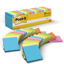 Post-it Notes, Assorted Colours, 24 Pads, 100 Sheets per Pad, 76 mm x 76 mm - Self-Stick Notes for Note Taking, to Do Lists & Reminders, School and O