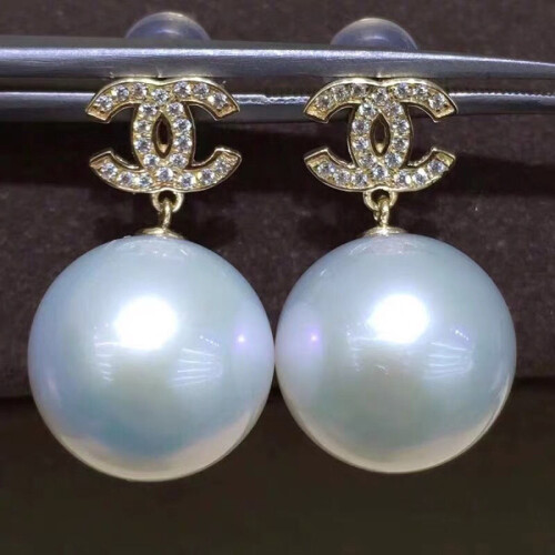 Modische Ohrringe, Schmuck, Perle, Stein, Chan Ohrringe, Gold, 12 mm 1
