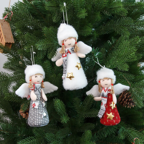 Grey Plush Angel Ornament Hanging Decoration 2