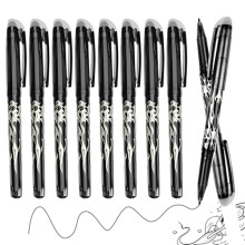 Erasable pens black, 10pcs Erasable Pens Black Friction Pen with Eraser, 0.7mm Rub Out Pens, Eraser Gel Pens with Rubber on the End for Kids Adults S