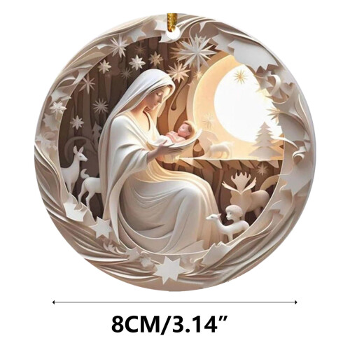 Akryl julkrubba hänge ornament 8cm 2