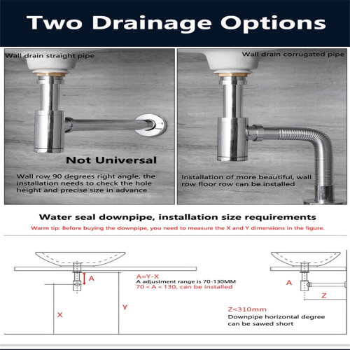 Bathroom Sink Drain Stopper Kit Black E Size C Pop Up Basin Waste Drain with Adjustable Bottle Trap 2