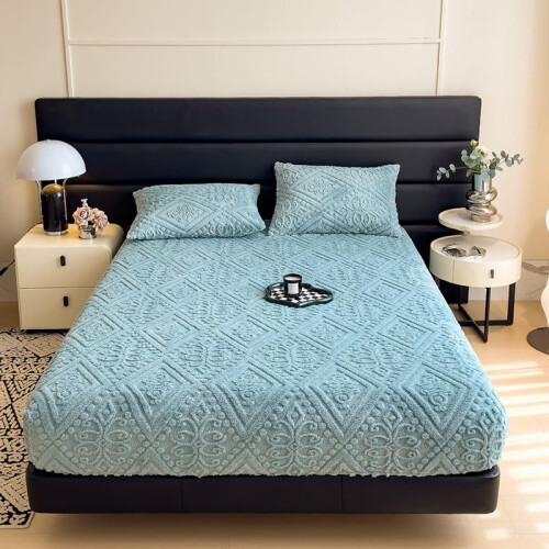 King Size Flannel Fitted Sheet Deep Pocket Ultra Soft Cozy Azul Bedding Bottom Sheet 1
