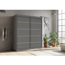 (180CM, Grey) LEXUS Gold Sliding Door Wardrobe