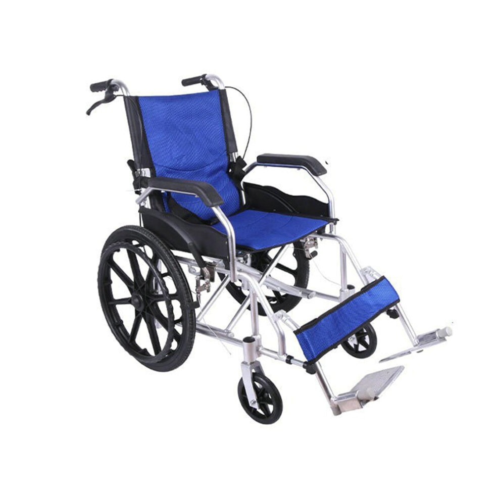 Lightweight Foldable Wheelchair for Elderly, Aluminum Alloy Transport Chair with Handbrakes and Compact Design