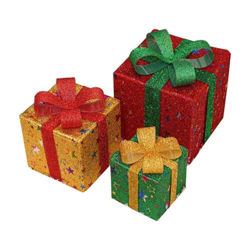 Christmas Lighted Boxes Remote Control Set of 3 1