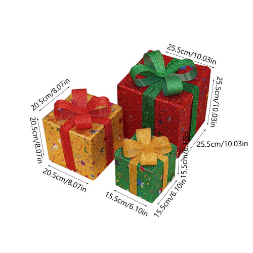 Christmas Lighted Boxes Remote Control Set of 3 2