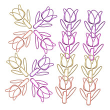 Tulip Shaped Metal Paper Clips 40pcs Colorful Decorative Clips for Office School Notebooks Planners