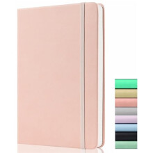 Dotted Journal - A5 Dot Grid Notebook with 120gsm Paper, 172 Pages, Hardcover Dotted Journal with Back Pocket, 2 Mark Ribbons, Pastel Pink