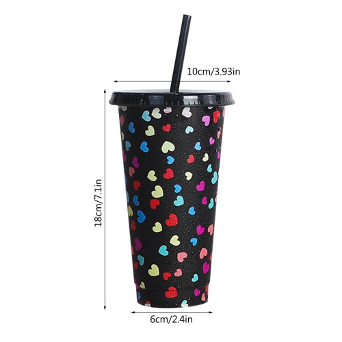 Hjerteformet fargeskiftende kopp 710 ml PP-plast 2